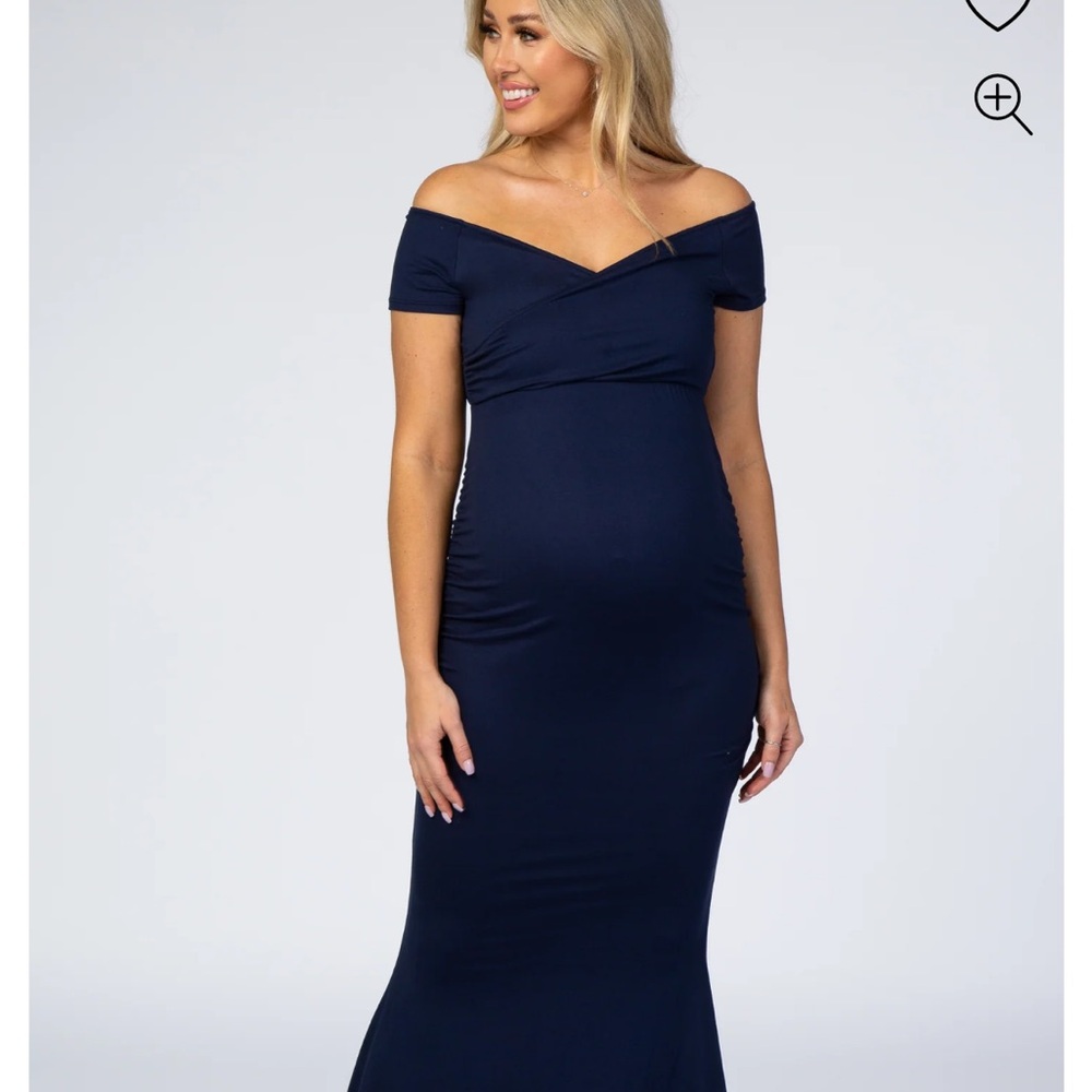 Pink blush Elegant Navy Off-Shoulder Dress